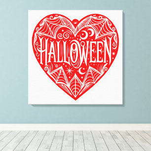 Toile Halloween Cœur, Cœur Rouge en Forme, Vacances