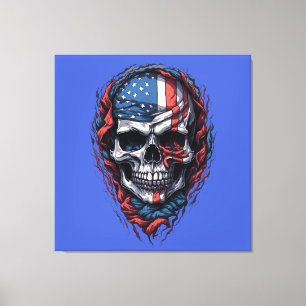 Toile Halloween drapeau américain crâne Tshirt   Hallowe