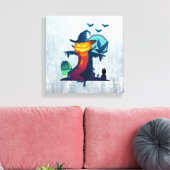 Toile Halloween Épouvantail Hanté Avec Bats Crow Et Chou (Insitu(Salon))