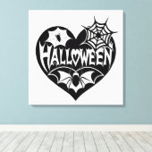 Toile Halloween Heart, Black Heart Shape, Spider Web (Insitu (Plancher de Bois))