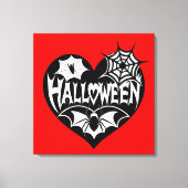 Toile Halloween Heart, Black Heart Shape, Spider Web (Recto)