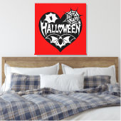 Toile Halloween Heart, Black Heart Shape, Spider Web (Insitu(Chambre))