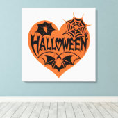 Toile Halloween Heart, Orange Heart Shape, Spider Web (Insitu (Plancher de Bois))