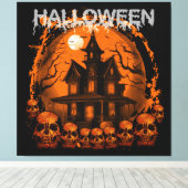 TOILE HALLOWEEN MAISON HANTÉE ÉPRAVANTABLE CRÂNES (Insitu (Plancher de Bois))