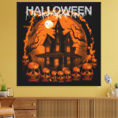 TOILE HALLOWEEN MAISON HANTÉE ÉPRAVANTABLE CRÂNES (Insitu(Salon))