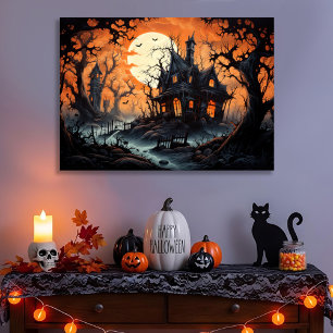 Toile Halloween Manor hanté à Amber Dusk