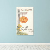 Toile Halloween SalutationJack-O-Lantern sur le post (Insitu (Plancher de Bois))