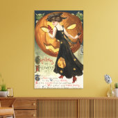Toile Halloween SalutationWitch Danser et Citrouille (Insitu(Salon))