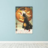 Toile Halloween SalutationWitch Danser et Citrouille (Insitu (Plancher de Bois))