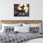 Toile Halloween sorcière Steampunk vol au clair de lune (Insitu(Chambre))