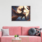 Toile Halloween sorcière Steampunk vol au clair de lune (Insitu(Salon))