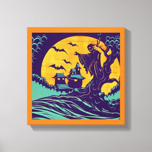 Toile Halloween - Style de gravure sur bois 2 (Recto)