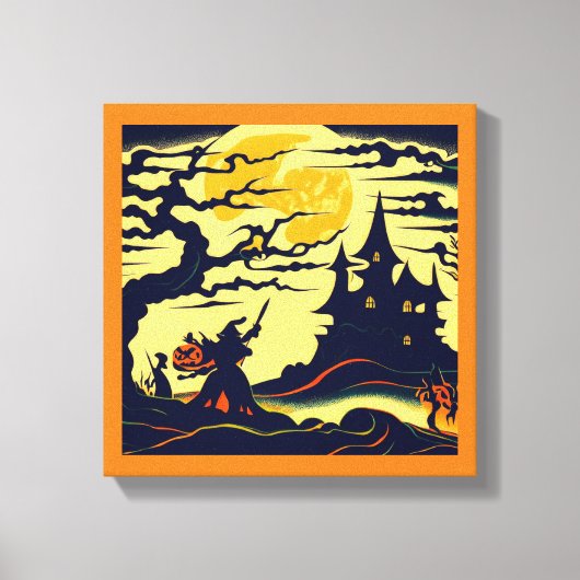 Toile Halloween - Style Gravure sur Bois 1 (Recto)