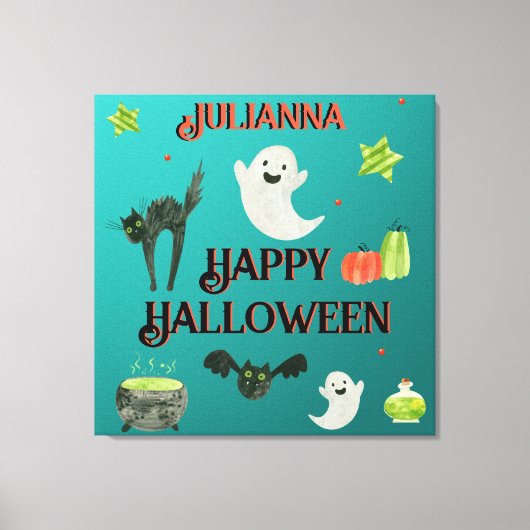 Toile Halloween Turquoise et vert (Recto)