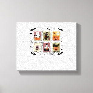 Toile Halloween vintage Chat Postage Collection de timbr