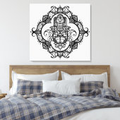 Toile Hamsa Avec Ornements Ethniques Doodé 6 (Insitu(Chambre))