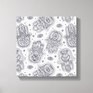 Toile Hamsa tiré par la main inspiré 6