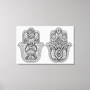 Toile Hamsa Tirée À La Main Avec Ornements 6