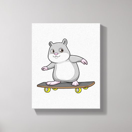 Toile Hamster en patinage avec skateboard (Recto)