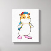 Toile Hamster en tant qu'étudiant avec sac à dos et Casq (Recto)