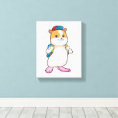 Toile Hamster en tant qu'étudiant avec sac à dos et Casq (Insitu (Plancher de Bois))