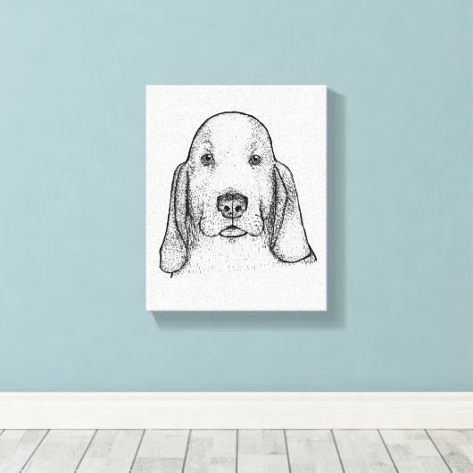 Toile Hand-Drawn Basset Hound Portrait Canvas Art (Insitu (Plancher de Bois))