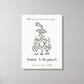 Toile Hand Drawn Champagne Tower Retro Welcome wedding (Recto)