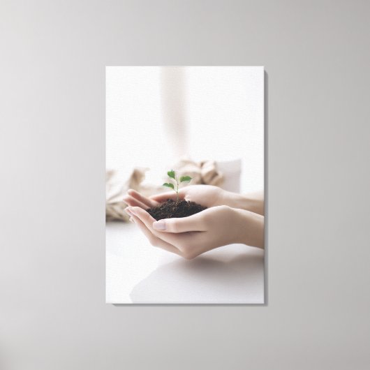 Toile Hands Holding Seedling Growth Hope (Recto)