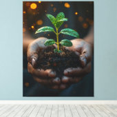 Toile Hands Holding Seedling Growth Hope Art (Insitu (Plancher de Bois))