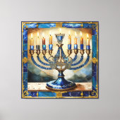 Toile Hanoukka bleue Menorah (Recto)
