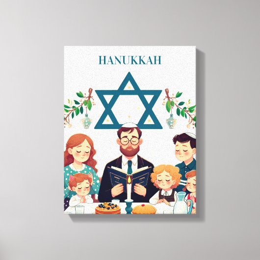 Toile Hanoukka Family Repas Canvas Art (Recto)