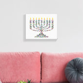 Toile Hanukkiah made with Gems Stretched Canvas Print (Insitu(Salon))