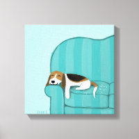 Happy Couch Beagle | Chien dormant mignon | Art po
