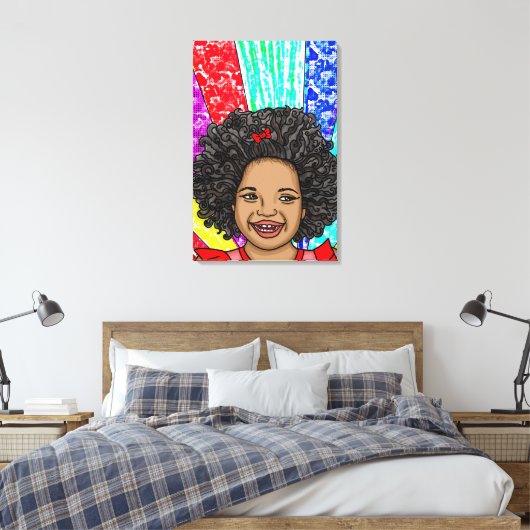 Toile Happy Curls Pop Art Laughl Girl (Insitu(Chambre))
