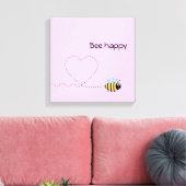 Toile Happy cute bee cartoon pun rose (Insitu(Salon))