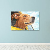 Toile Happy Dog in Yellow Car Art Print (Insitu (Plancher de Bois))