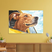 Toile Happy Dog in Yellow Car Art Print (Insitu(Salon))