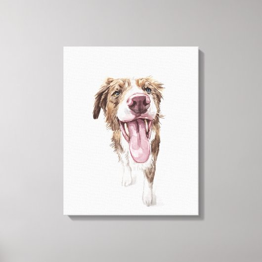 Toile Happy Dog Watercolor Portrait (Recto)