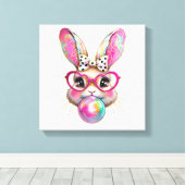 Toile Happy Easter Bunny Coquette Bow Brushstroke Easter (Insitu (Plancher de Bois))