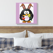TOILE "HAPPY EASTER" PENGUIN BUNNY (Insitu(Chambre))