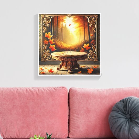 Toile Happy Fall, miroir décoré Halloween (Insitu(Salon))