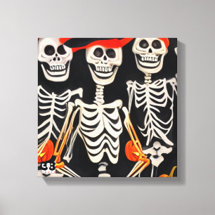 Toile Happy Halloween Skeletons