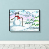 Toile Happy Snowman Winter Wonderland Wrapped Canvas (Insitu (Plancher de Bois))