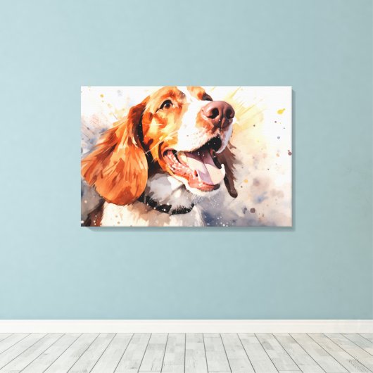 Toile Happy Watercolor Dog Art Imprimer (Insitu (Plancher de Bois))
