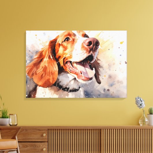 Toile Happy Watercolor Dog Art Imprimer (Insitu(Salon))