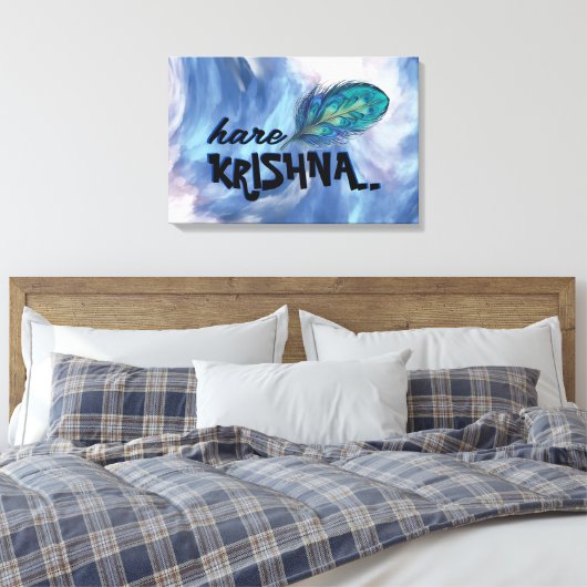Toile "Hare Krishna" Peacock Feather Hindu (Insitu(Chambre))