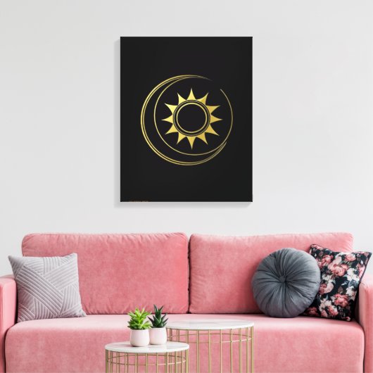 Toile Harmonie Céleste Dorée Lune Soleil Art (Insitu(Salon))