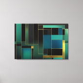 Toile Harmonie Dorée en Vert et Bleu (Recto)