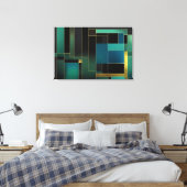 Toile Harmonie Dorée en Vert et Bleu (Insitu(Chambre))