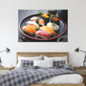 Toile Harmony of Sushi on a Traditional Black Plate - C (Insitu(Chambre))